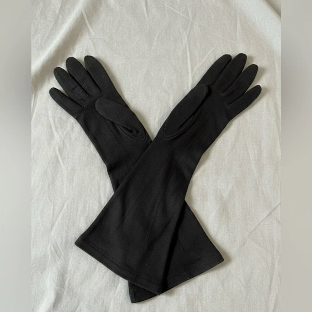Vintage Black Cloth  Elegant Long Gloves